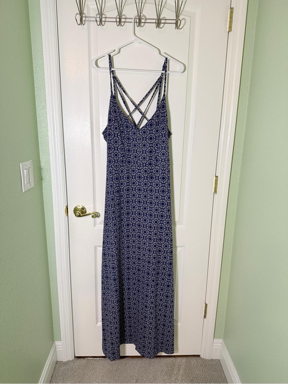 Market & Spruce Navy Patterned Strappy Maxi Dress